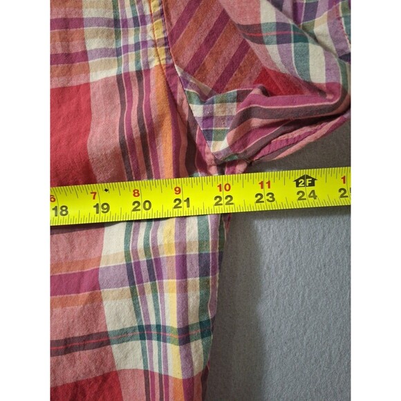 J. Crew Indian Madras Shirt Mens Large Red Plaid Button Up Slim Fit Long Sleeve - Picture 8 of 8